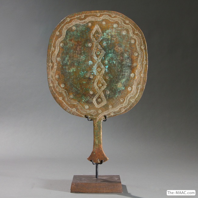   Bronze Fan. Bronze, Benin.  H:  19″  W:  11″