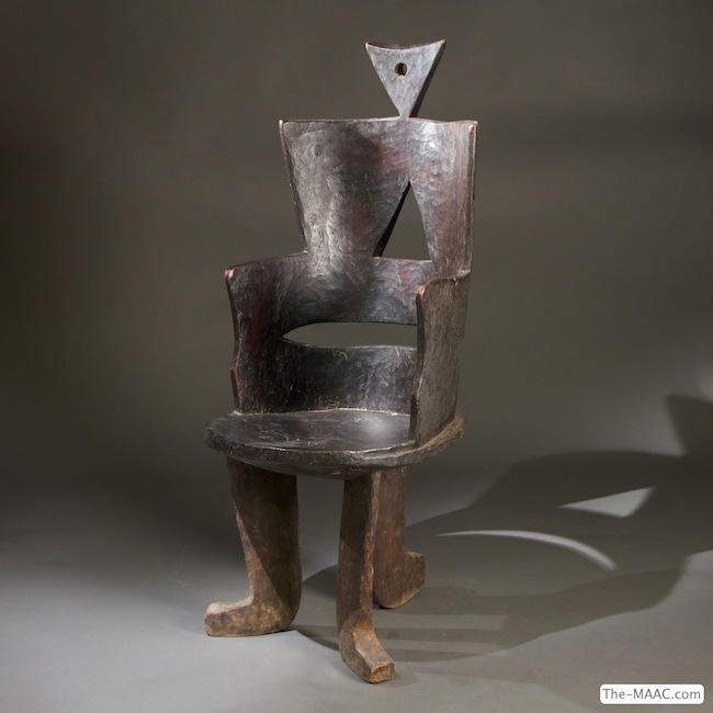   Jima Chair. Wood, Ethiopia.  H:  41″  W:  16″  D:  19″