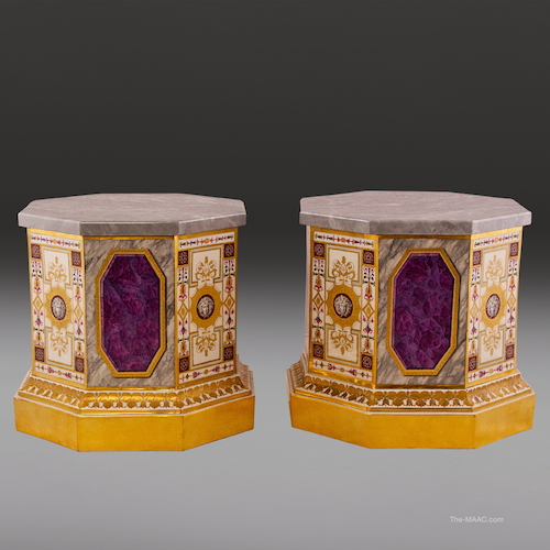 Pair of Vienna “Sorgenthal” Pedestals. Pair of porcelain pedestals. Austrian, 1800.
