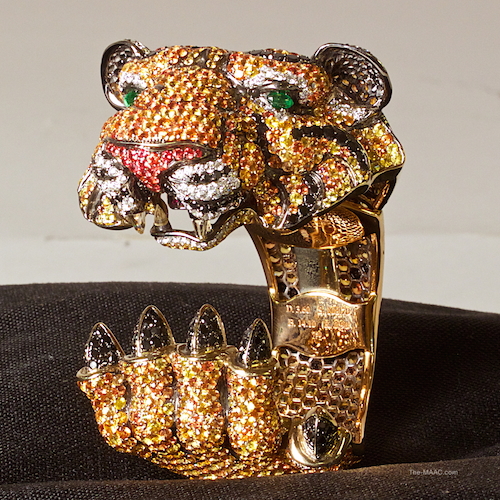 De Grisogono Tiger Cuff. Multicolor sapphire and diamond tiger cuff bracelet by De Grisogono. Multicolor sapphires and diamonds.