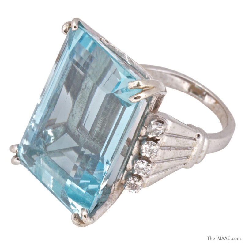 Aquamarine and Diamond Ring