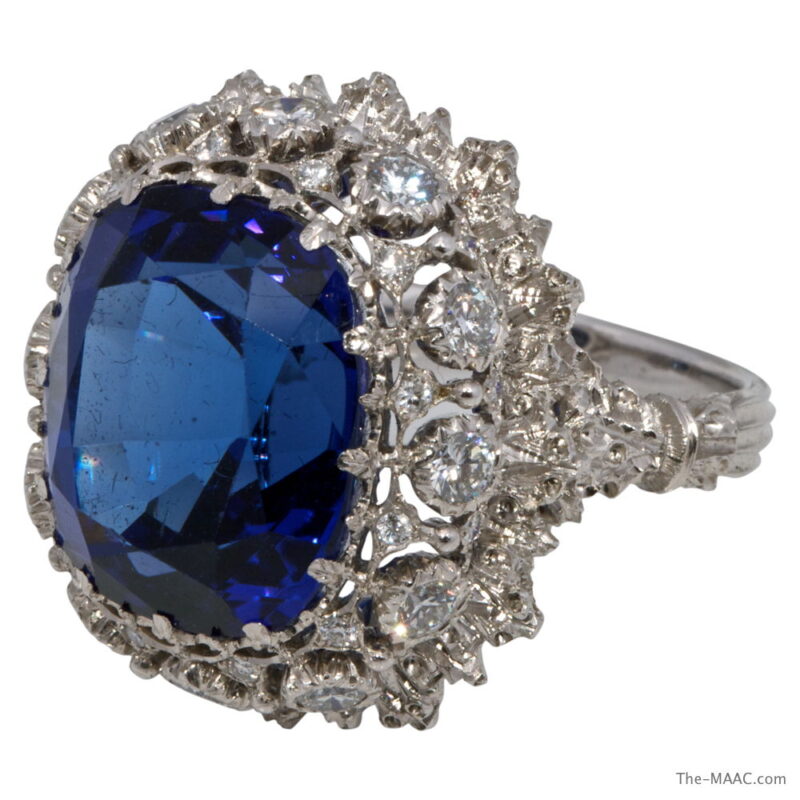 White Gold, Diamond and Tanzanite Cocktail Ring