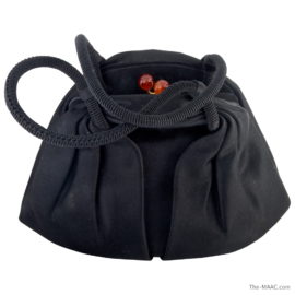 Black Satin Evening Bag with Bakelite Clasp
