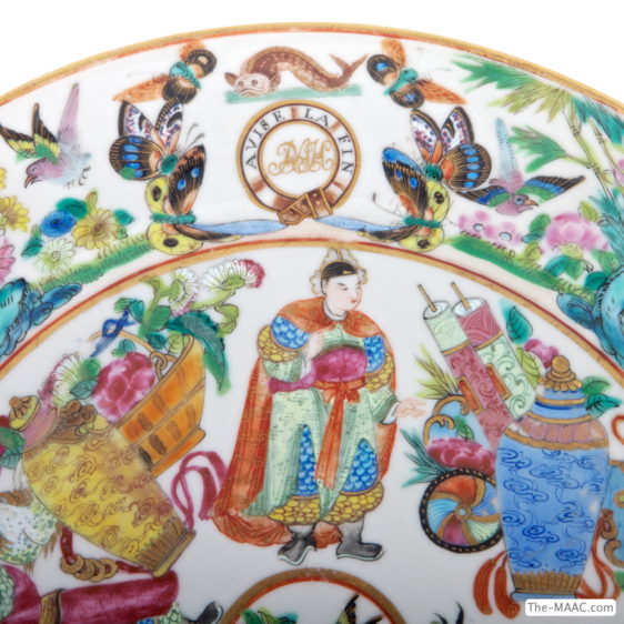 Chinese Export Armorial Rose Mandarin Plate