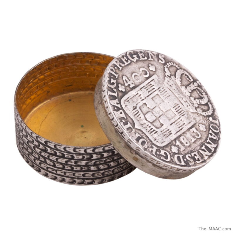 Antique Silver Box and Coin