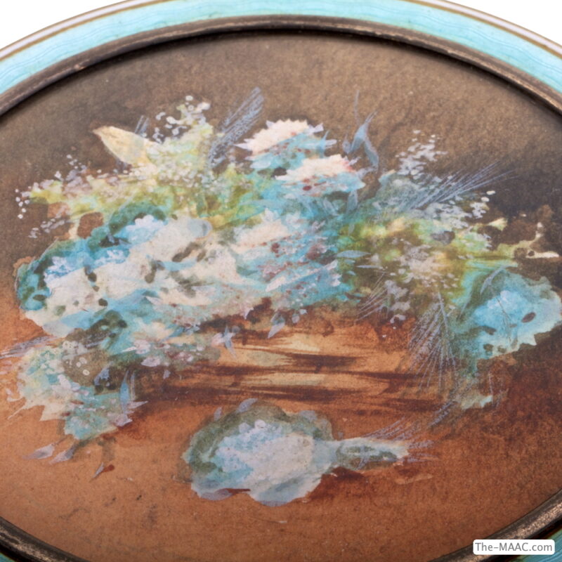 Silver Gilt and Enamel Box with Painted Flower Scene - Image 2