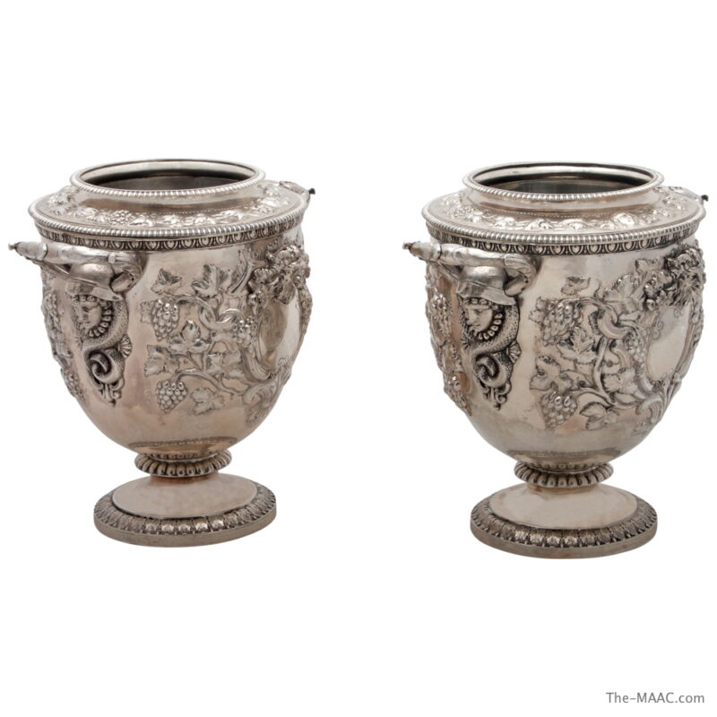 Pair of Benjamin Smith II Silver Wine Coolers