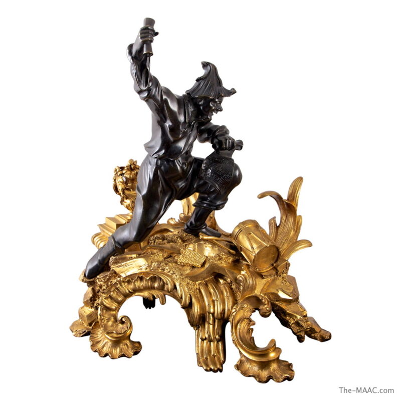 Antique French Chinoiserie Dore Bronze Chenets