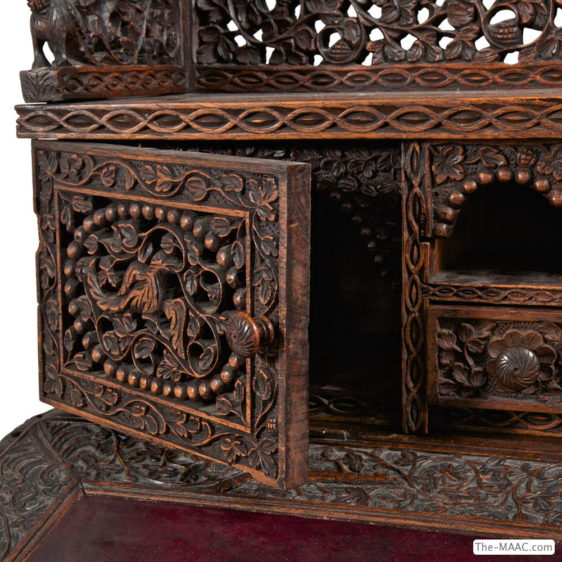 Anglo Indian Carved Wood Secretary