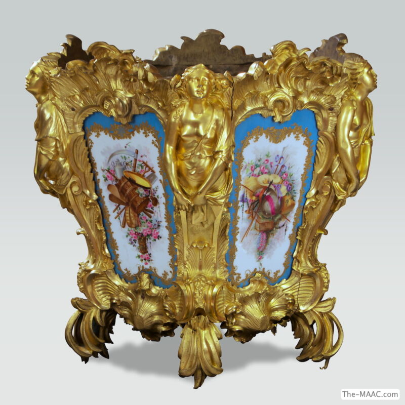 Gilt Bronze Mounted Sevres Porcelain Hexagonal Shaped Planter