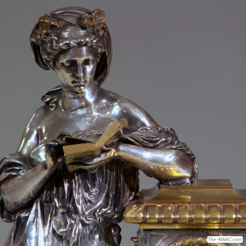 An Important French Figural Gilt and Silvered Bronze Mantel Clock - Image 2