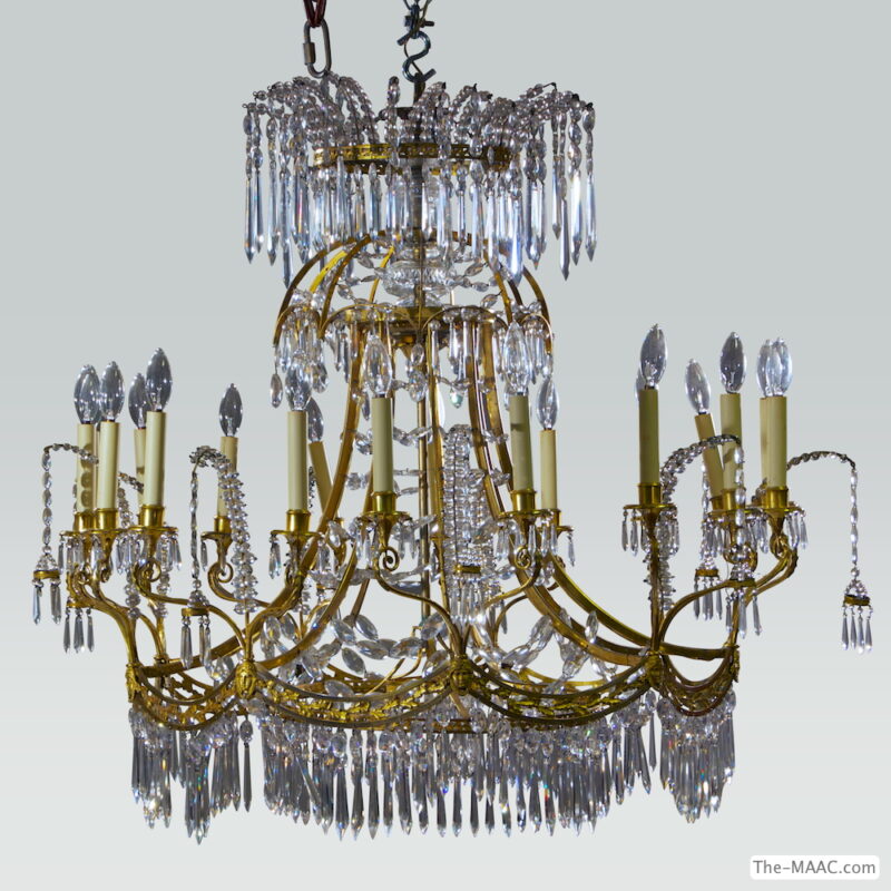 A Fine Russian Empire Style Crystal and Bronze Chandelier