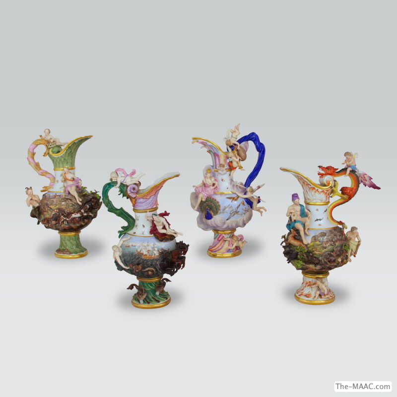 Rare Set of Four Meissen Porcelain Ewers