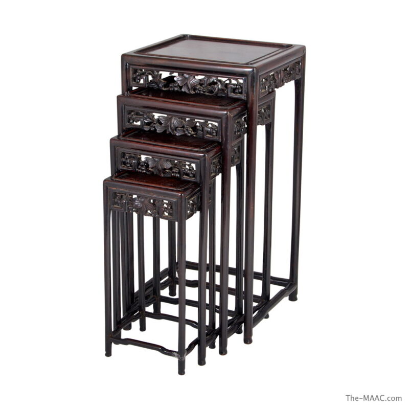 Set of 4 Hong Mo Wood Nest Tables - Image 2