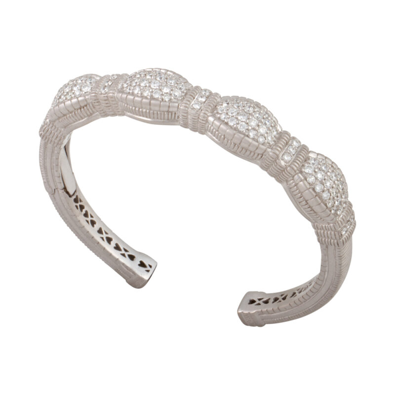 Judith Ripka 18K White Gold and Diamond Bangle