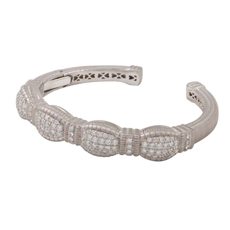 Judith Ripka 18K White Gold and Diamond Bangle - Image 2