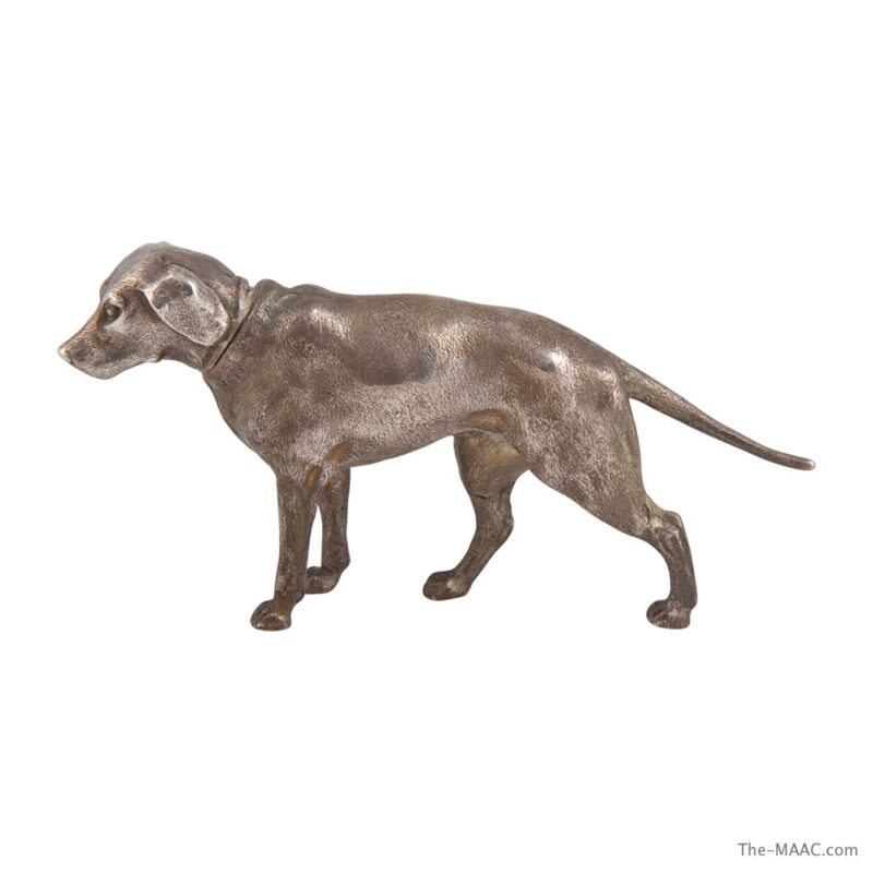 Antique Silver Dog Shaped Box