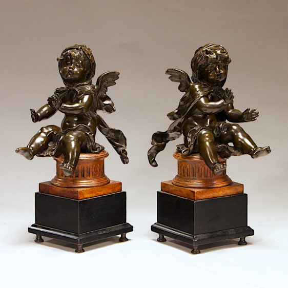 Antique French Patinated Bronze Cupid Figures