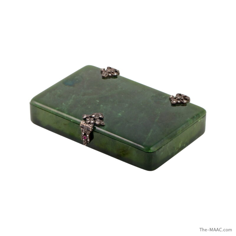 Jade Box with Rose Cut Diamonds and Garnets