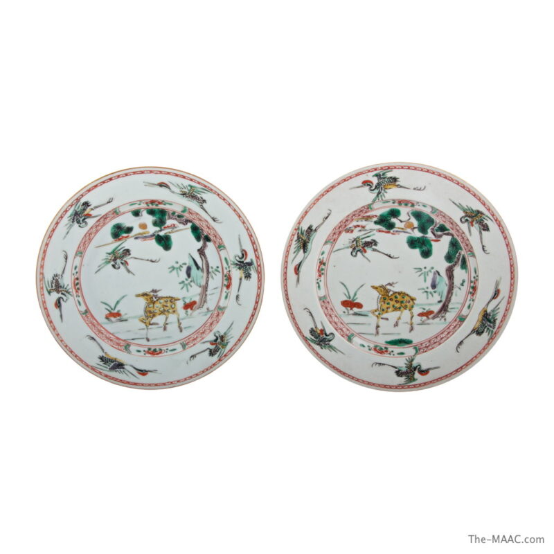 Pair of Chinese Export Kang Xi Famille Verte Plates