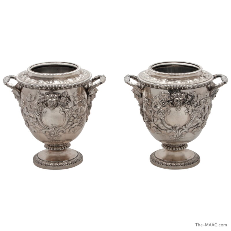 Pair of Benjamin Smith II Silver Wine Coolers