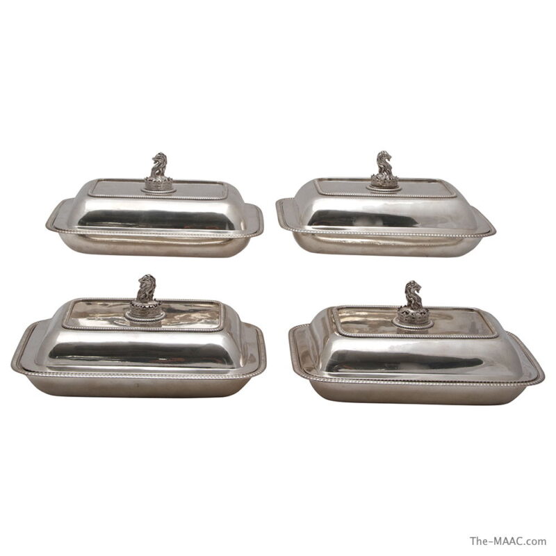 Set of 4 George III Silver Entree Dishes and Covers