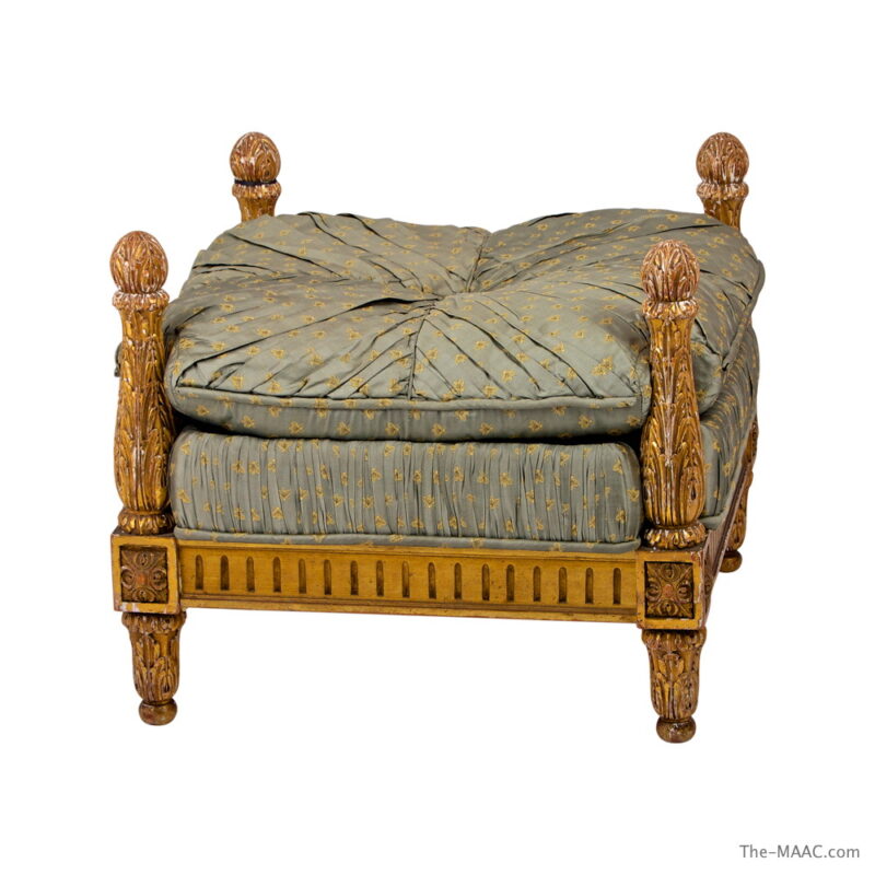 French Gilt Wood Upholstered Ottoman