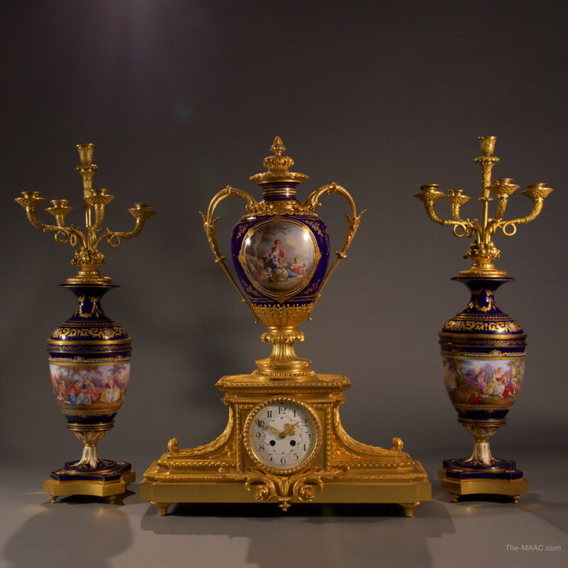 Sevres Porcelain Clock Set