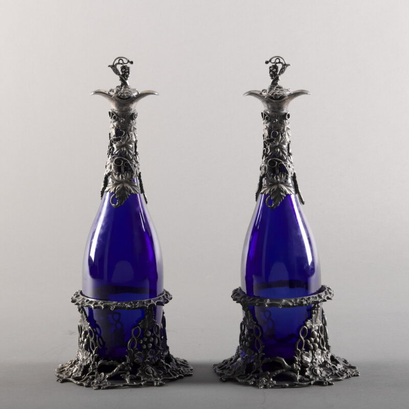 Pair of Cobalt Glass Bottles