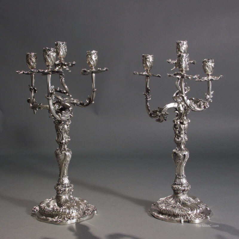 Pair of German Silver Candelabras