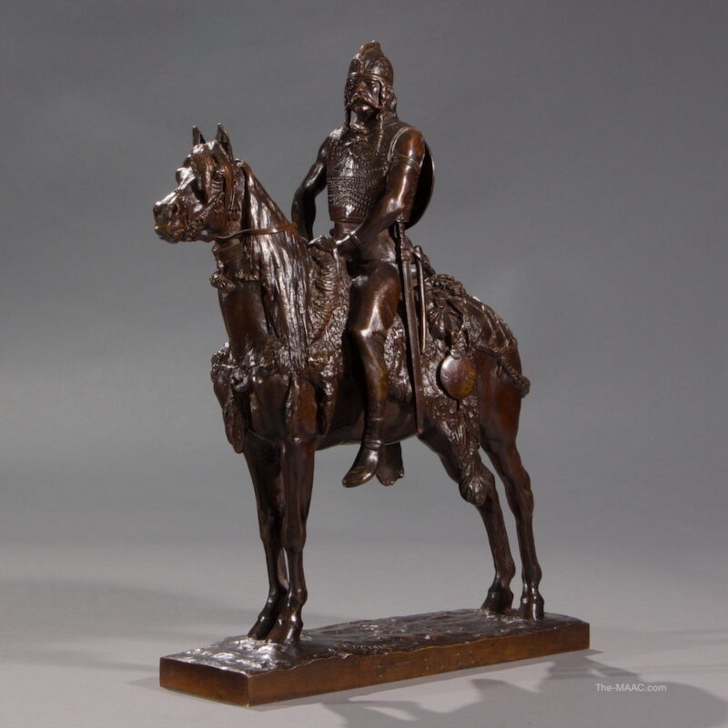 Bronze Warrior on Horse Sculpture