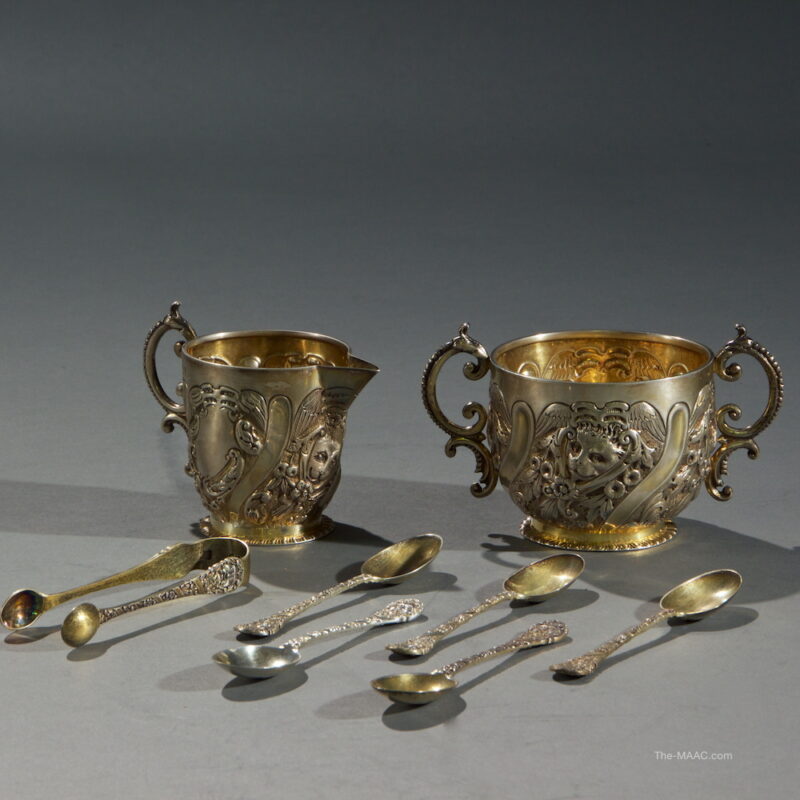 English Silver Cream and Sugar Set