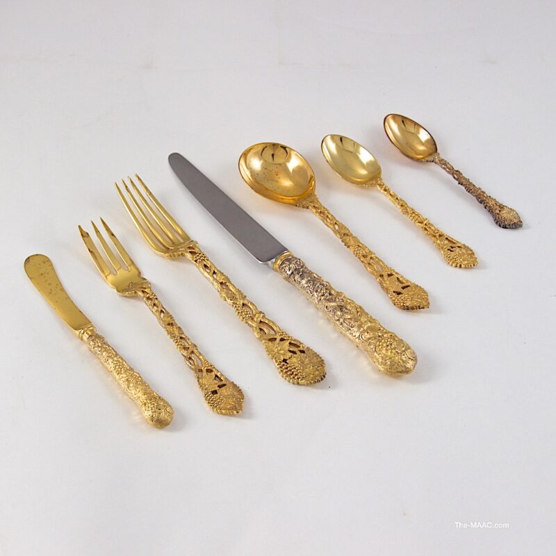 Sterling Silver Gilt Flatware Set