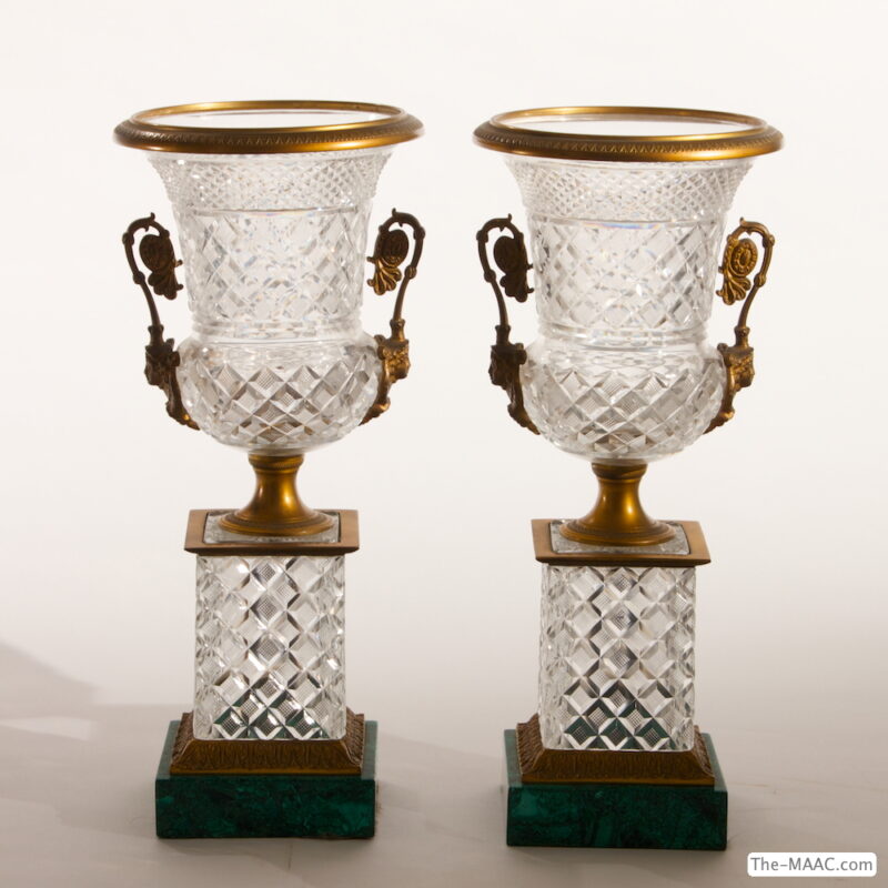 Pair of Antique Cut Glass Urns