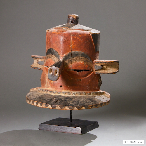  Pende Mask. Wood, paint, Congo. H: 18″ W: 15″