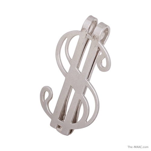 Money clip shaped as a Dollar sign, sterling silver, American, circa 1940″s.