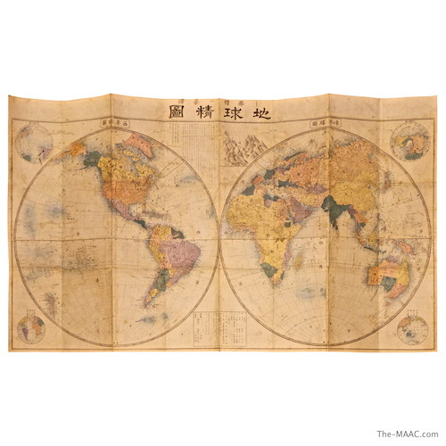 Vintage Japanese Rice Paper with World Map