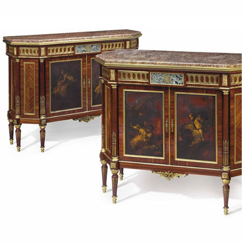 Pair of French Kingwood & Vernis Martin Side Cabinets