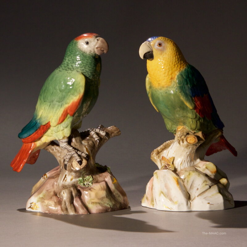 Rare Pair of Meissen Parrots