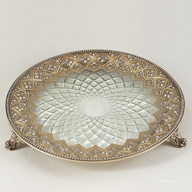Antique Sterling Silver and Cut Crystal Tray