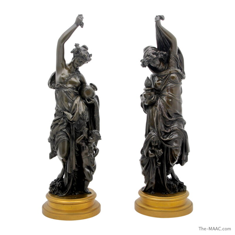Pair of Gilt and Patinated Bronze Figures by Carrier