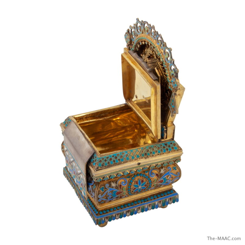 Russian Silver Gilt and Cloisonne Emamel Salt Chair - Image 3