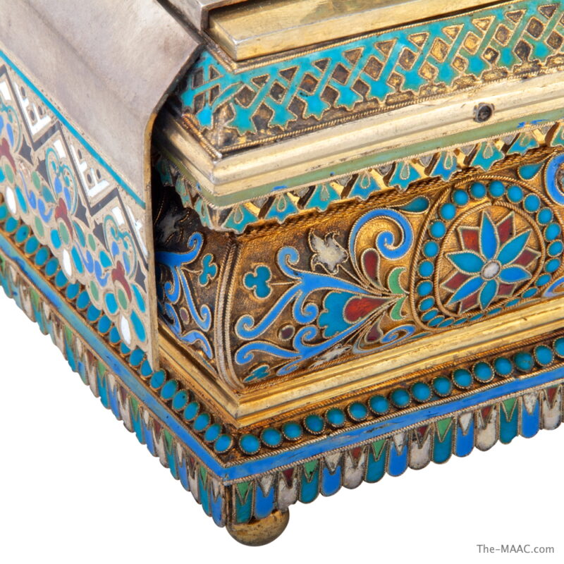 Russian Silver Gilt and Cloisonne Emamel Salt Chair - Image 4