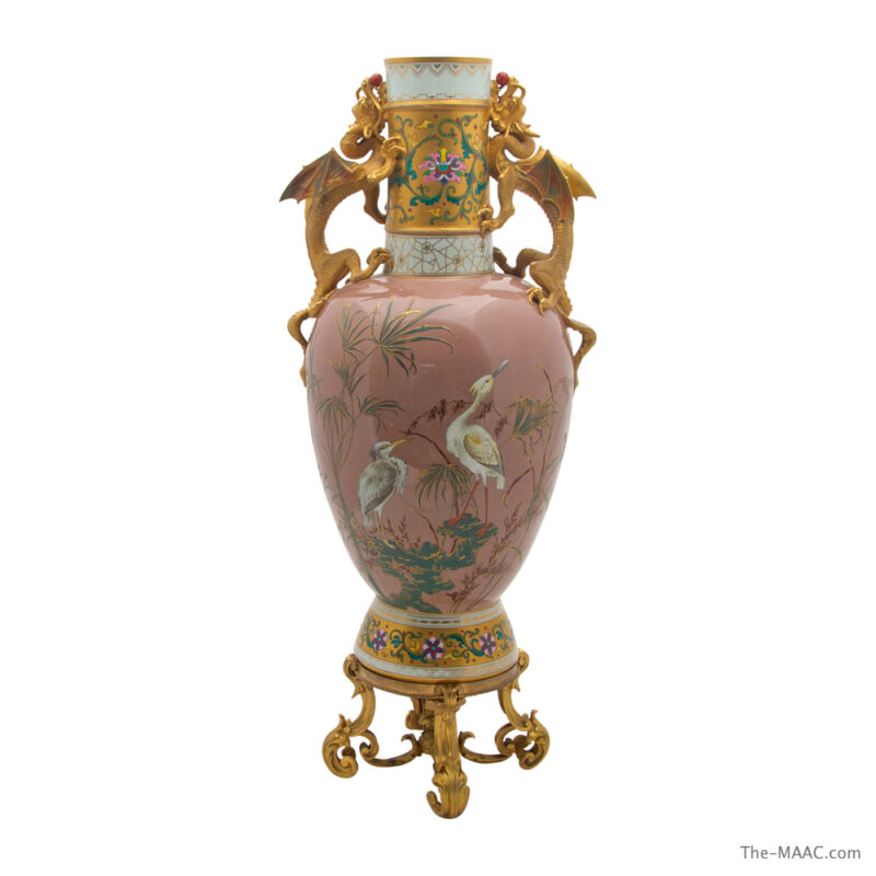 English Porcelain Vase with Gilt Bronze Base