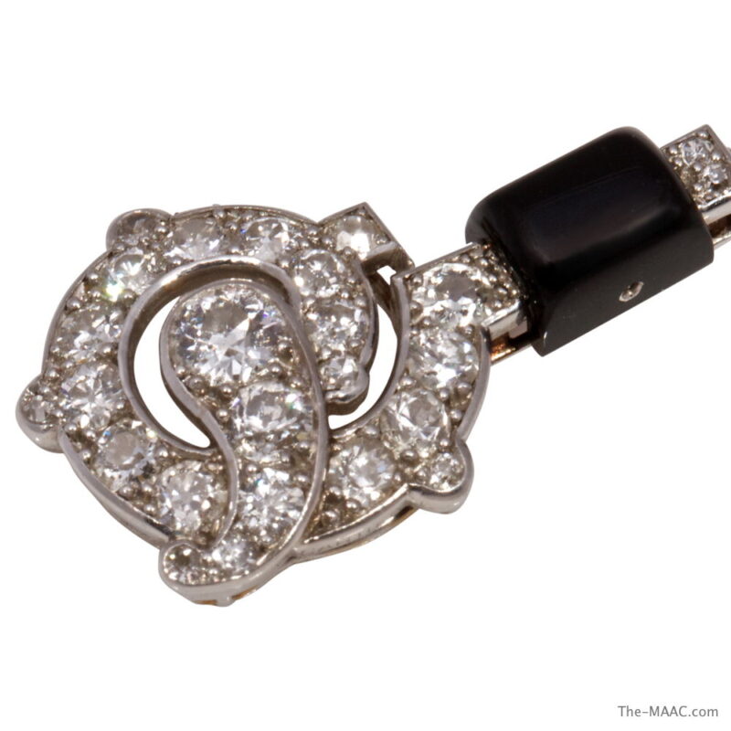 Cartier Art Deco Diamond and Onyx Brooch - Image 2