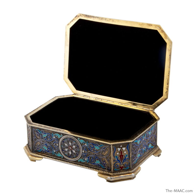 Russian Silver and Enamel Velvet Lined Box - Image 2