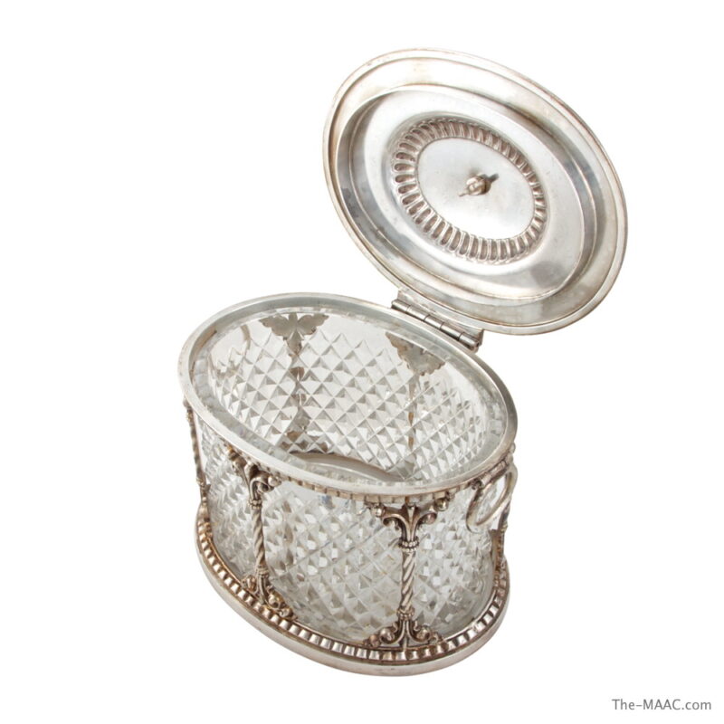 Oval Pairpoint Crystal Box with Quadruple Silver Plated Frame - Image 2