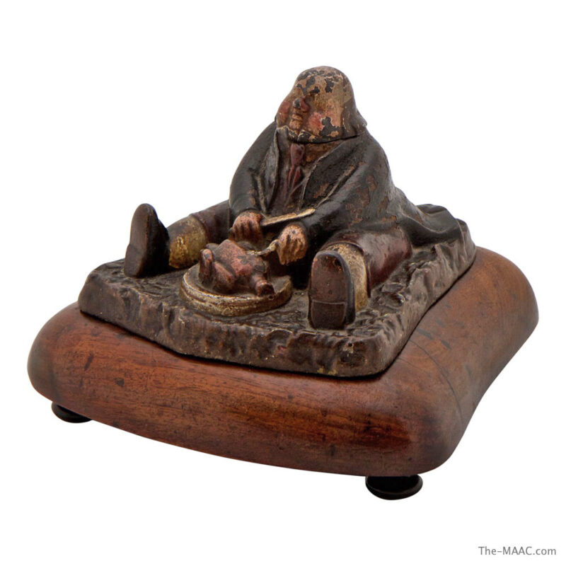 18th Century English Inkwell of Man Carving Turkey