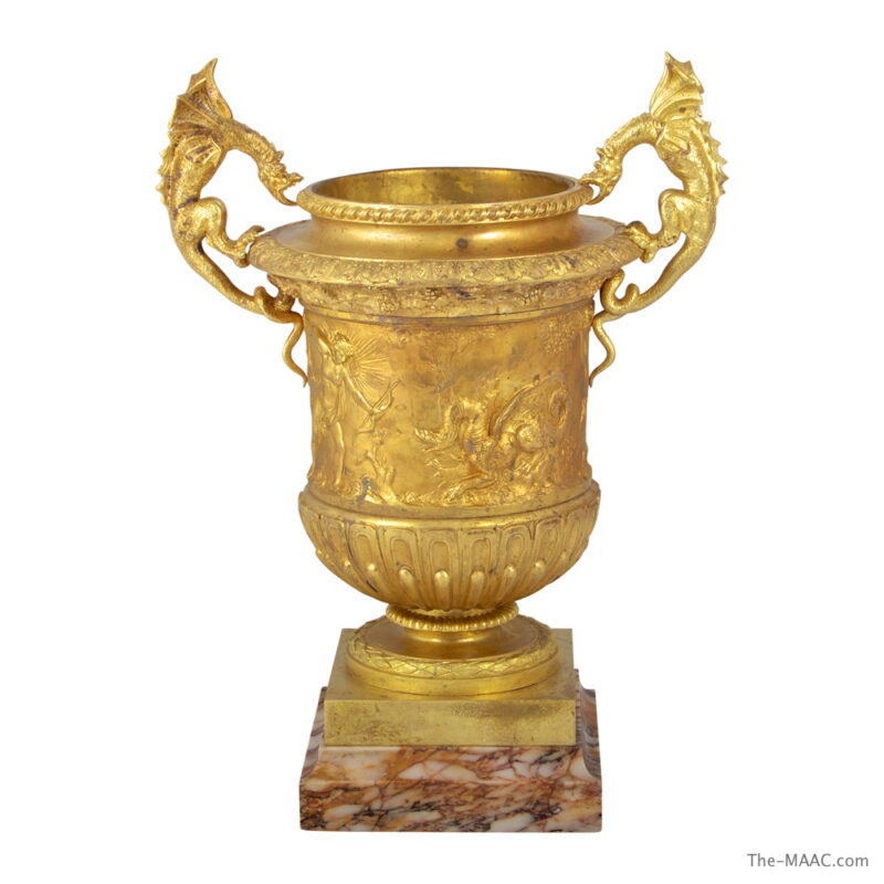 Eugene Cornu 19th Century French Bronze and Marble Urn