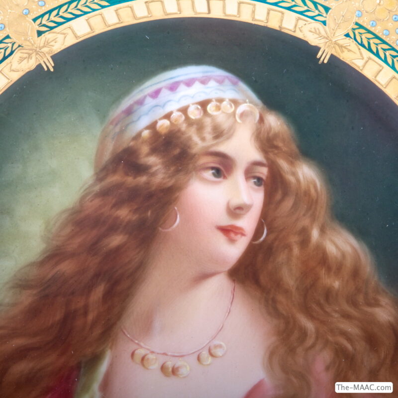 Jeweled and Opalescent Royal Vienna Hand Painted Plate Signed Wagner - Image 3